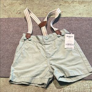 OshKosh B’Gosh Baby Boy Green Shorts Overalls - Church, Easter Ready New